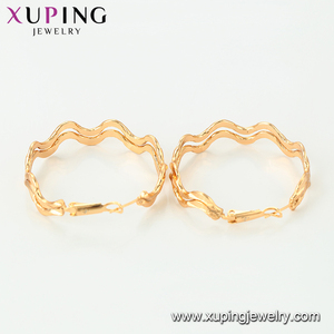 95365 Venta caliente creativa señoras simplemente joyería fina en forma de ola oro plateó los pendientes del aro - Product Image 4