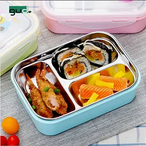 800 Ml 3-conpartment Kids Rvs Lunchbox 304 Bento Container