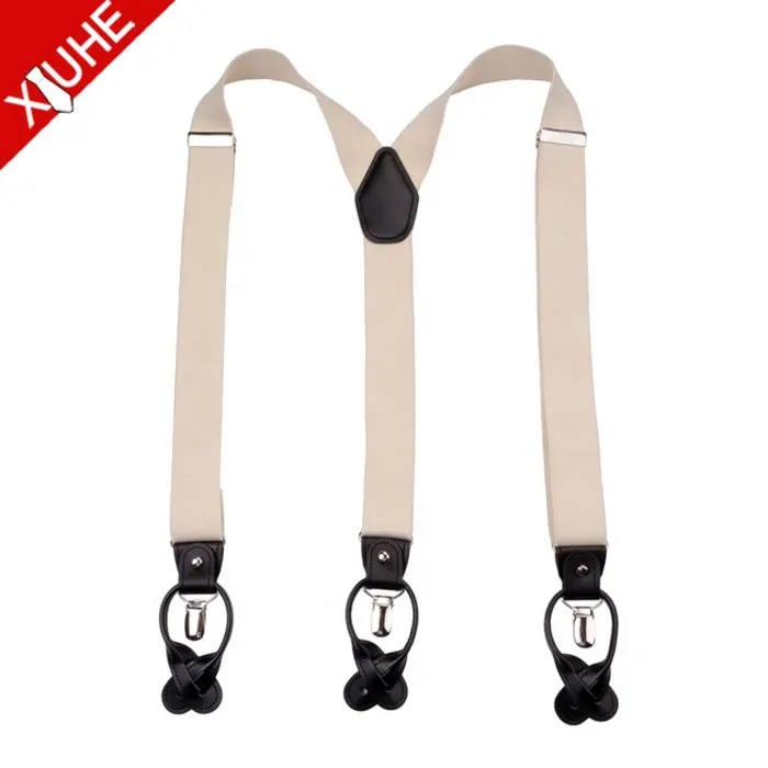 Wholesale Fashionable Designer Personalized Elastic Braces Y Belt Men's Adjustable Leather Suspenders with Clips