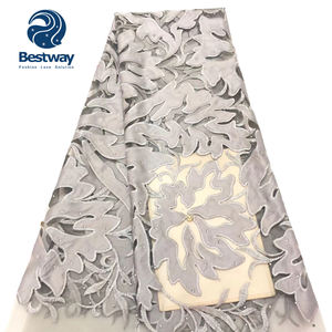 Bestway gris couleur nigérian broderie africaine française dentelle tissu avec strass <span class=keywords><strong>prix</strong></span> entier FL2578B - Product Image 1