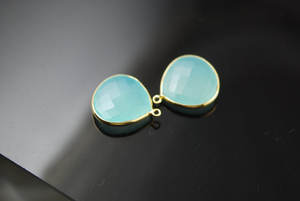 Componentes de joyería de Calcedonia Aqua de Plata de Ley 925 hallazgos elegantes - Product Image 1