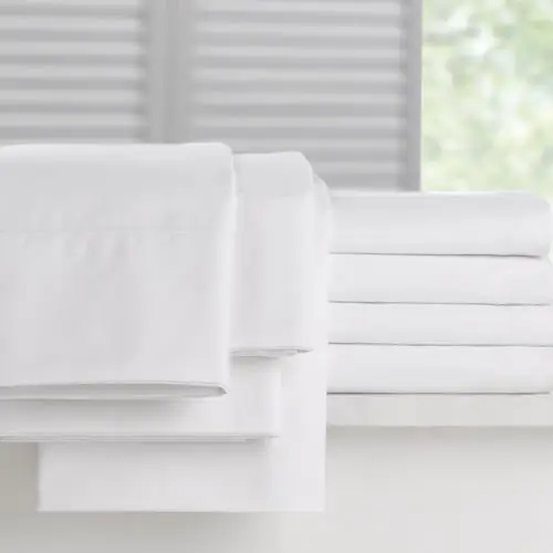 Ensembles de draps plats en coton blanc, taille normale, pour hôtel, hôpital, pièces
