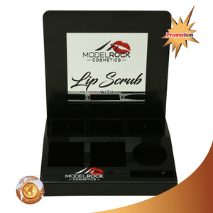 Présentoir de bouteilles cosmétiques de comptoir en acrylique noir avec support d'affiche présentoir de cosmétiques - Product Image 1