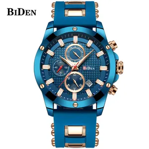 BIDEN 0140 men's Quartz Top Brand Fashion Stainless Steel Casual Cool Wristwatch 30 Meter Waterproof