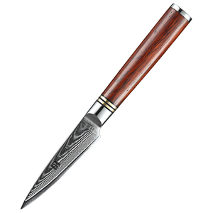 Couteau d'épluchage classique japonais, <span class=keywords><strong>3</strong></span> pouces, avec manche en bois de rose, en acier, damas - Product Image 1