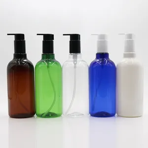 Hengjian 500ml große bernstein farbene transparente schwarzgrüne Plastik flasche mit schwarzer Lotion Pump Shampoo flasche für Haarpflege verpackungen