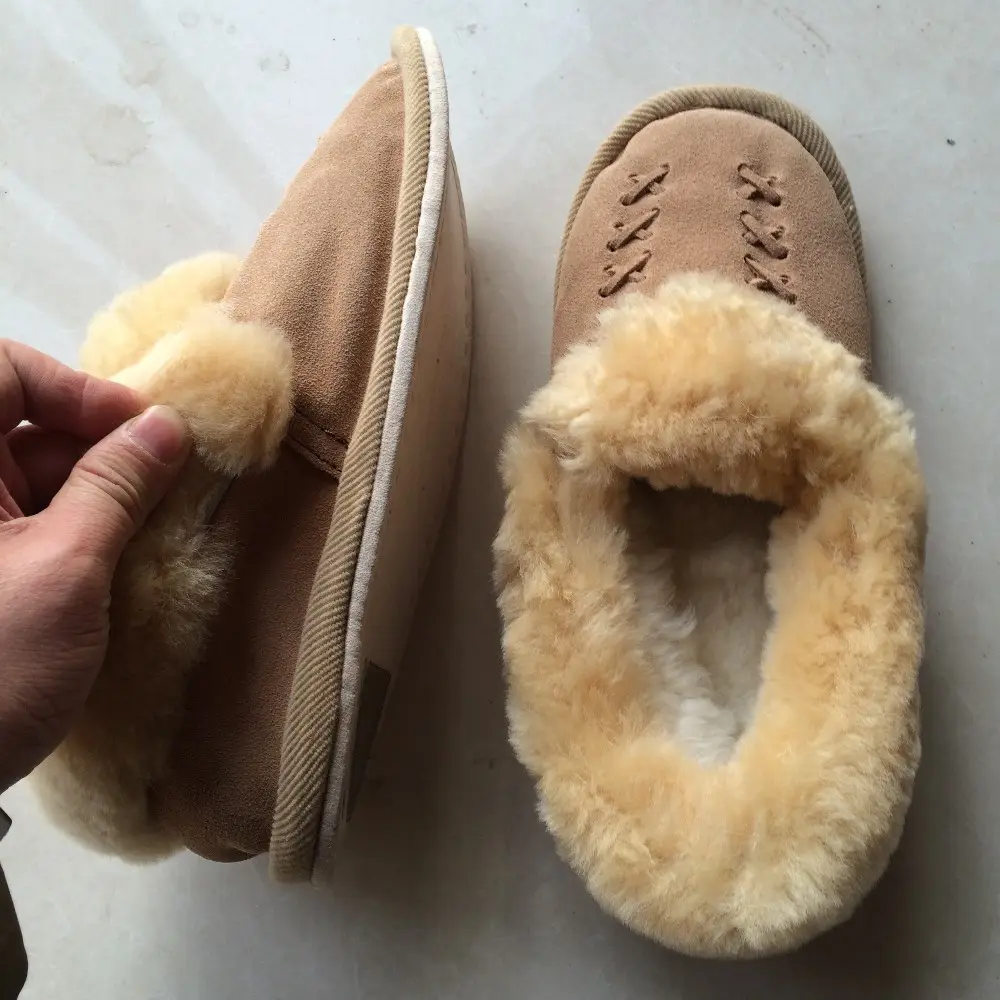 Unisex Genuine Australian Mens/Womens/Ladies Sheepskin Scuff Slippers Warm Shoes