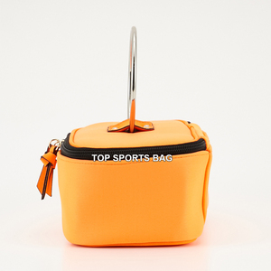 Borsa cosmetica in Neoprene arancione di moda con cerniera e manico per ragazze elegante da viaggio borsa da toilette Organizer - Product Image 2