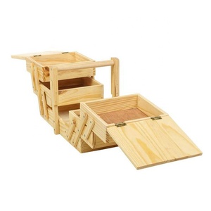 <span class=keywords><strong>Bois</strong></span> naturel Couleur 5 Mobile Tiroir <span class=keywords><strong>En</strong></span> <span class=keywords><strong>Bois</strong></span> Boîte De Rangement À Coudre - Product Image 3
