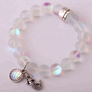 10mm Beautiful Shiny Crystal <strong>Stone</strong> Vintage Gold Charm <strong>Fish</strong> <strong>Scales</strong> Mermaid Bracelet Bangle - Product Image 5