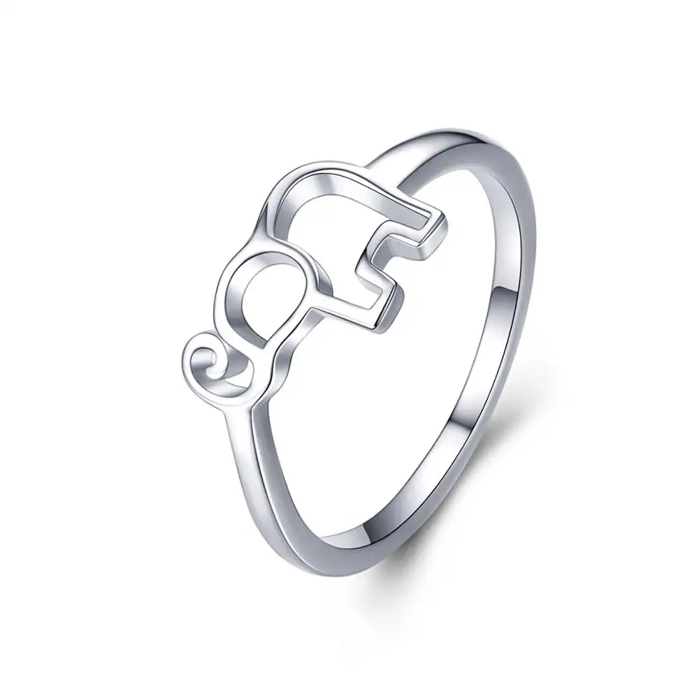 SCR540 joyería venta al por mayor 25 elefante de plata esterlina abierto Ajustable personalizado anillo hueco con un estilo único para las niñas
