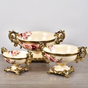 appearance dinnerware Luxury home decor food serving dishes gold ceramic fruit plates