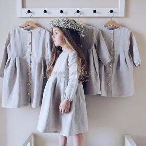 Quần Áo Trẻ Em Đẹp Váy Bé Gái Vải Lanh Cotton Dài Tay Cho Mùa Đông