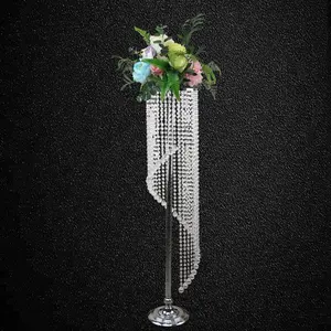 Lustre de cristal de diamante, suporte de flores para mesas de casamento