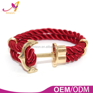 Moda Vintage Estilo Antiguo de la Aleación <span class=keywords><strong>del</strong></span> Ancla Cuerda Trenzada De Poliéster Para Hombre Pulsera de Anclaje - Product Image 2