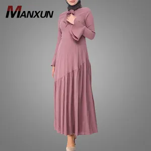 Mulheres Novo Design Turquia Kaftan Vestido Casual Cor Sólida Vestido Dos Muçulmanos Vestuário Islâmico Abaya Elegante Oriente médio