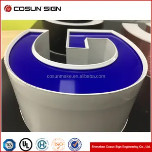 Cosun 3D letra de canal del LED azul tapa signo