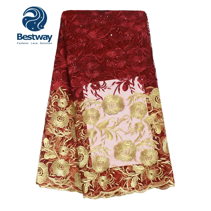Luxury Design Multi-Color 3d fiore del merletto tessuto ricamato