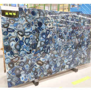 Natural hermosa decoración de lujo pulido losas de mármol azul ágata ónix Mesa - Product Image 2