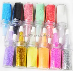 Yimart 12Colorful Shiny Glitter Dust Nail Art Glitter Powder with Small Sharp Mouth Bottle For Nails