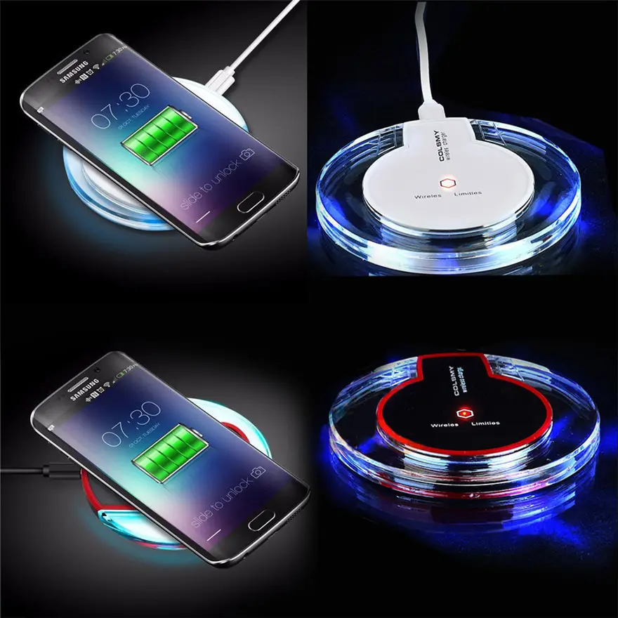 Fantezi moda kristal QI kablosuz şarj mavi işık kristal şarj Pad Samsung iphone huawei xiaomi tüm Qi cihazlar için Q7