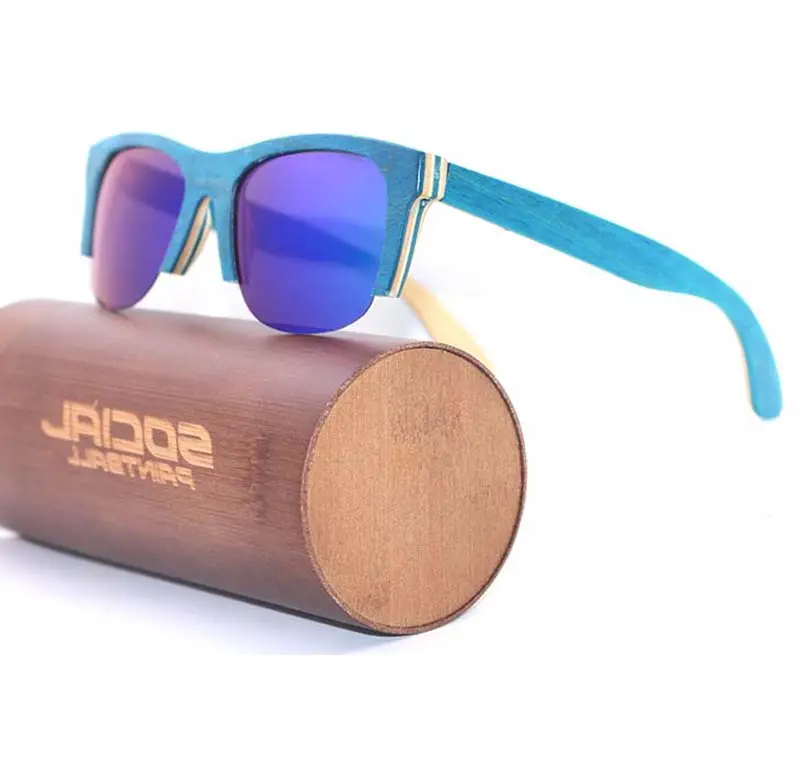 Diseño profesional venta al por mayor laminado reciclar monopatín madera gafas de sol 2020