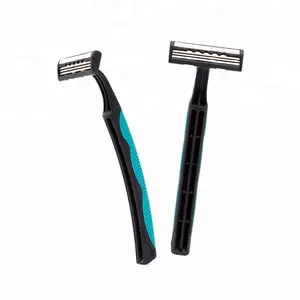 Hola-calidad de fabricación 3 hoja de barbero desechable maquinilla de afeitar recta