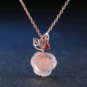 Csja — <span class=keywords><strong>collier</strong></span> à <span class=keywords><strong>fleurs</strong></span> en Quartz Rose, bijoux en argent Sterling 925, pierres précieuses naturelles, tendance, NI025, pour femmes - Product Image 4
