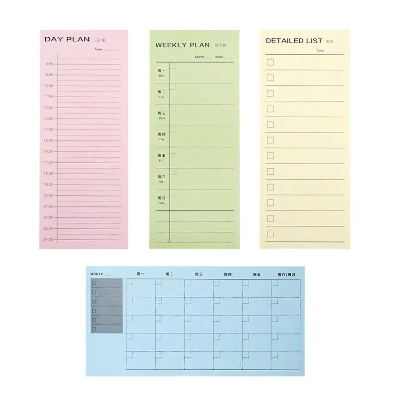 Venda quente lista detalhada das notas memo pad/weeekly/dia/plano mensal de bloco de notas de papel memorando stickly pad pequeno tamanho