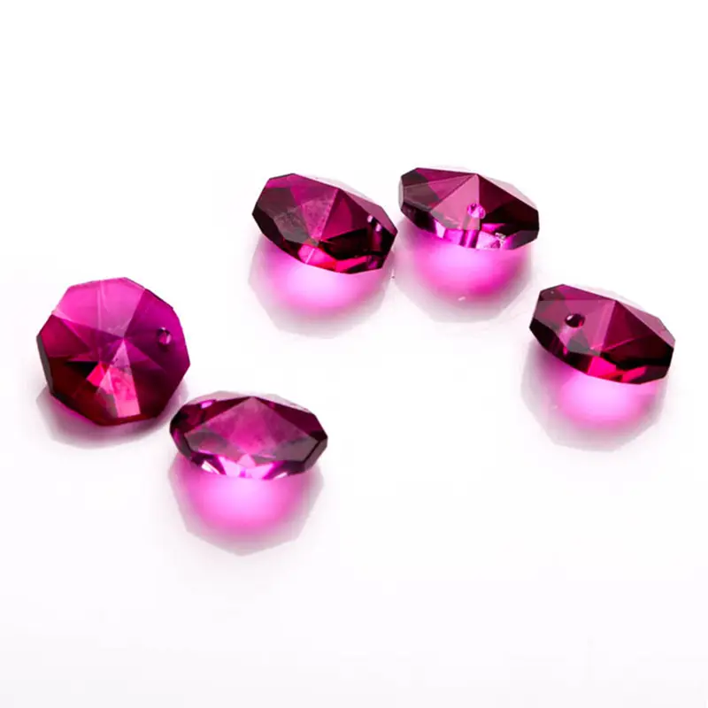 Cut-mặt 14 mét rose pha lê octagon loose beads Đối DIY Jewelry Làm pha lê chandelier & curtain phần phụ kiện trang trí