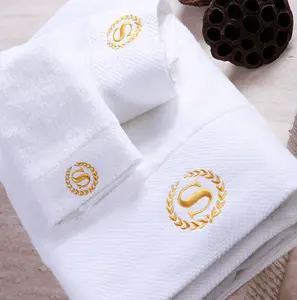 בסיטונאות סט מגבת-מגבת לבן מלון יוקרה 100% כותנה אמבטיה מגבת סט למלון