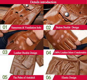 <span class=keywords><strong>Gants</strong></span> <span class=keywords><strong>de</strong></span> <span class=keywords><strong>conduite</strong></span> d'été en <span class=keywords><strong>cuir</strong></span> sans doigts pour femmes et hommes - Product Image 5