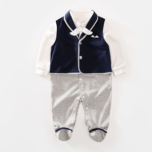 Abbigliamento per Bambini all'Ingrosso, Tutina Elegante in Cotone 100% Morbido e Delicato sulla Pelle, Manica Lunga con Gilet per Primavera e Autunno - Product Image 2