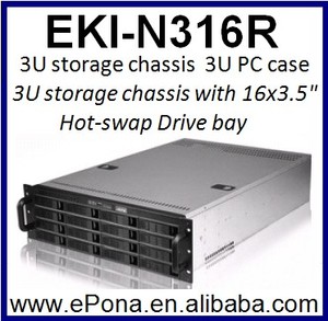 3U Lưu Trữ Chassis/Trường Hợp Máy Chủ/PC Trường Hợp Với <span class=keywords><strong>16</strong></span> Trao Đổi Nóng Vịnh EKI-N316R - Product Image 4