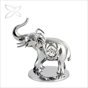 Crystocraft Customised Folk Art Indian Chrome Plated Elephant Figurine Brilliant Cut <b>Crystal</b> <b>Decorated</b> Wedding Favor Souvenir - Product Image 1