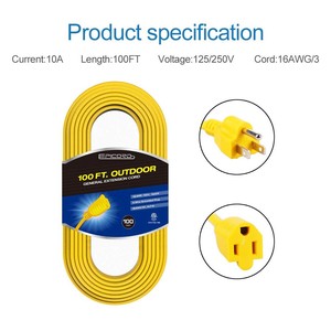 Chứng Khoán trong chúng tôi! 50ft 14/3 sjtw ngoài trời nặng nhiệm vụ nhà thầu mở rộng dây thắp sáng cắm với mở rộng dây cắm điện (50 Chân - Product Image 5