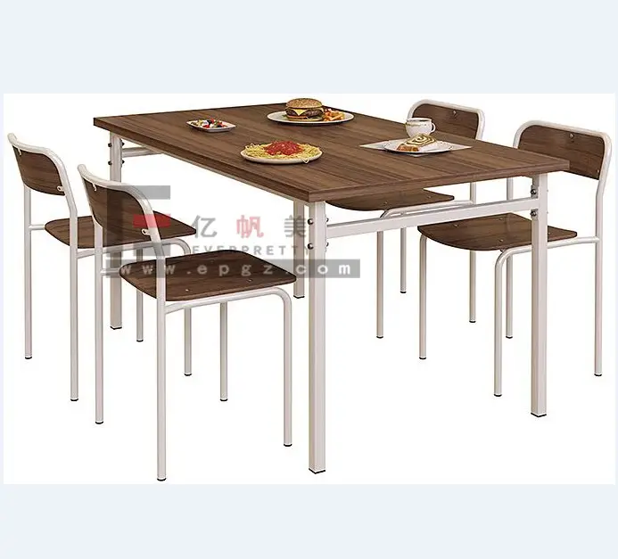 Canteen Restaurant Tables and Chairs Set Fast Food Snack Bar Tables and Chairs Four-seat Table and Chairs