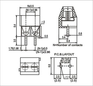 3.5ミリメートルPitch Screw Terminal Connector 2 Pin 3 Pin Straight Leg KF350 Copper Green PCB Terminal Blocks - Product Image 2