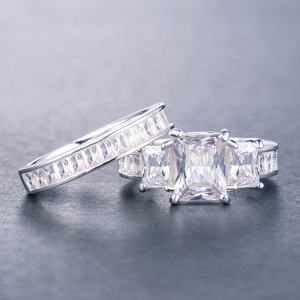 草石两件黄铜饰品镀银承诺戒指情侣订婚结婚戒指 - Product Image 4