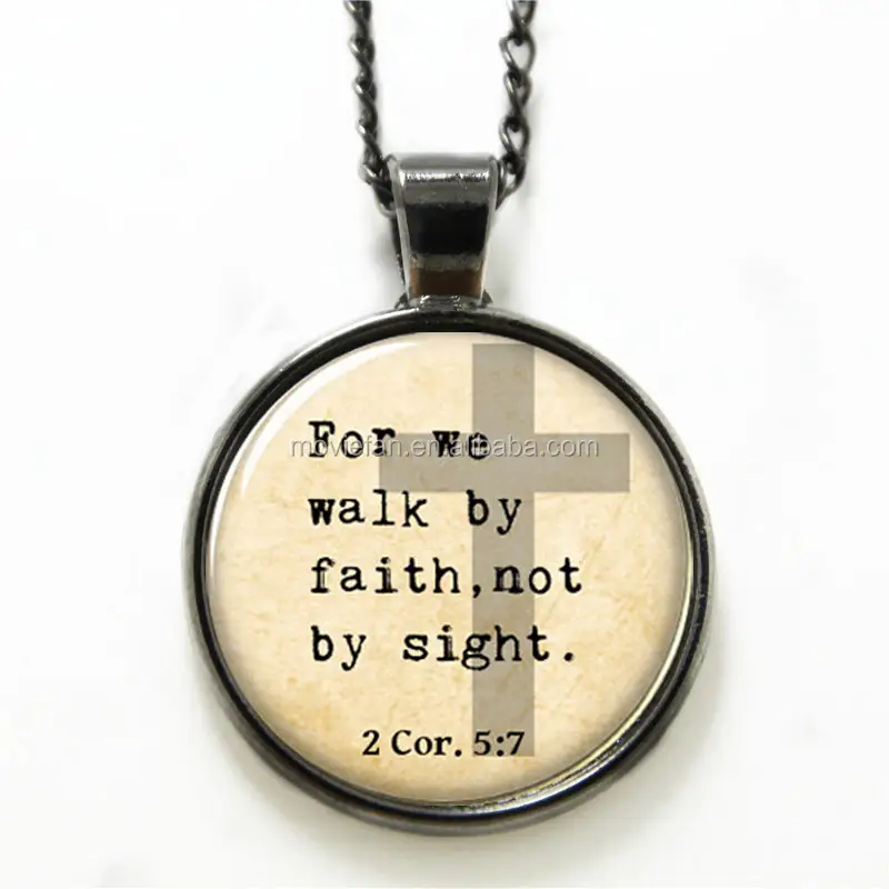 Ожерелье с изображением Иисуса для нас, идущий вера, не по зрению, ожерелье, стеклянное фото, христианское ювелирное ожерелье