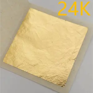 Label Pribadi 24 K Lembar Emas Asli Furnitur Daun Emas 24 Karat untuk Pelembap Perawatan Kulit Daun Foil Emas 24 K