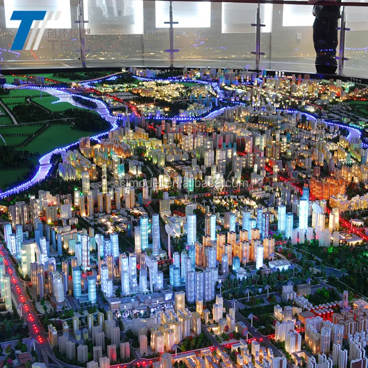 Perfect LED lighting city planning miniature building model , crystal model building