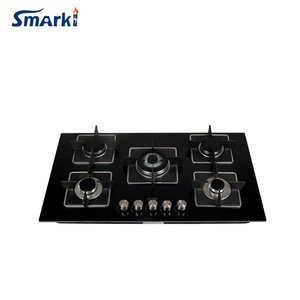 Parrilla de hierro fundido 90cm de ancho Temper Glass 5 quemador Placa de gas incorporada SG59011 - Product Image 5