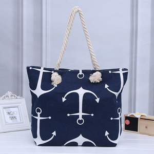 El más nuevo diseño lindo <span class=keywords><strong>del</strong></span> ancla <span class=keywords><strong>del</strong></span> barco de algodón manija de la cuerda bolsa de lona - Product Image 5
