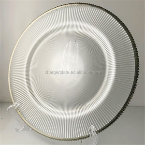 13 بوصة رخيصة فريدة من نوعها راي تصميم الذهب حافة واضحة طبق زجاجي حفل زفاف لوازم الديكور - Product Image 6