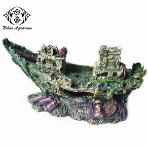 Modèle de <span class=keywords><strong>bateau</strong></span> en bois miniature représentant un navire en ruine, ornements pour aquarium - Product Image 4