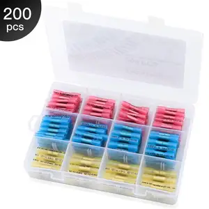 200 pcs Insulated Waterproof connectors BHT Series Heat Shrinking Butt Connector Terminals Kit heat shrinkable for wire repair