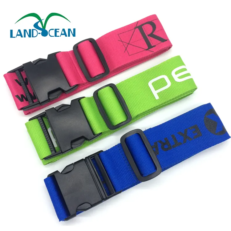 Wholesale Bulk Printed Adjustable Travel Luggage Belt Custom Logo Personalized Nylon Luggage Strap