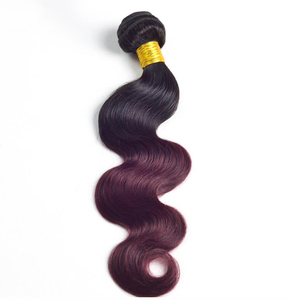 Lsy cho tối rượu vang Brazil Trinh Remy tóc Weave bó 1B 99j hai tone cơ thể sóng tự nhiên Burgandy màu đôi sợi ngang - Product Image 2
