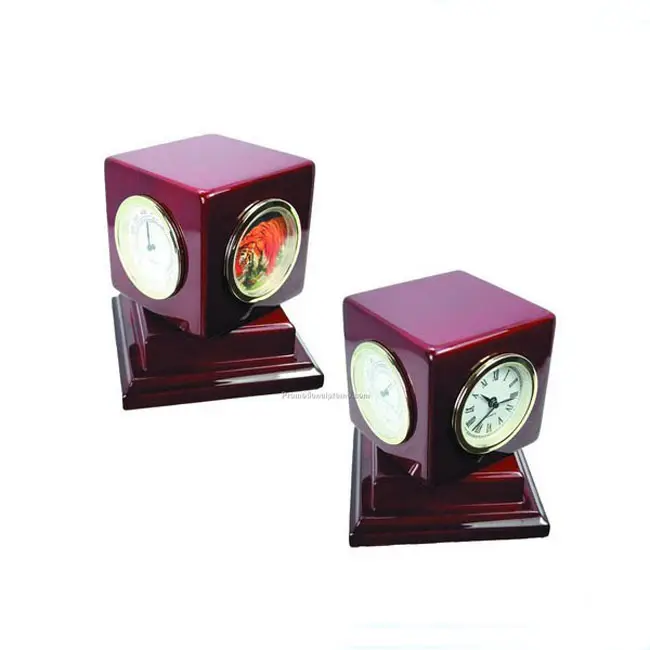 Unión de promoción de madera 4-forma de reloj con Fahrenheit y termómetro y escala Celsius